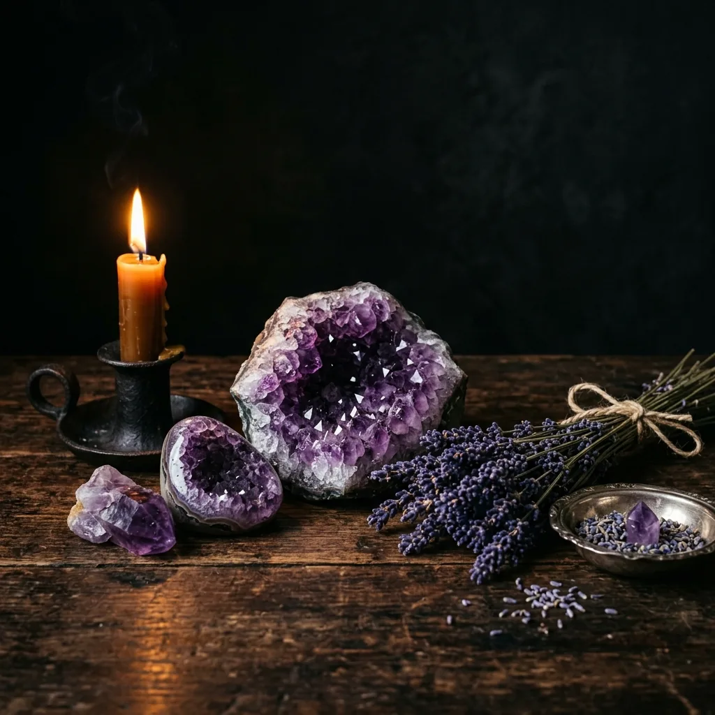 Detalhes da decoração esotérica com cristais